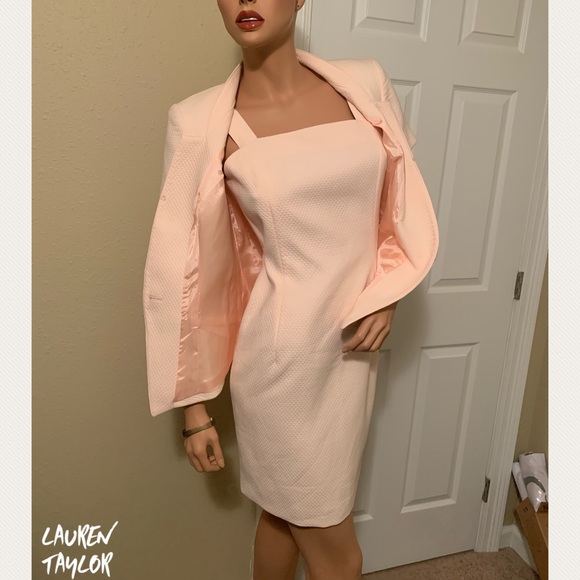 LAUREN TAYLOR Crepe Pink 2-Piece Dress & Jacket - Picture 2 of 10